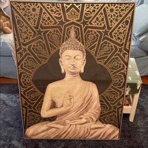 Catherine Malandrino Gold and Cream Buddha Wall Art